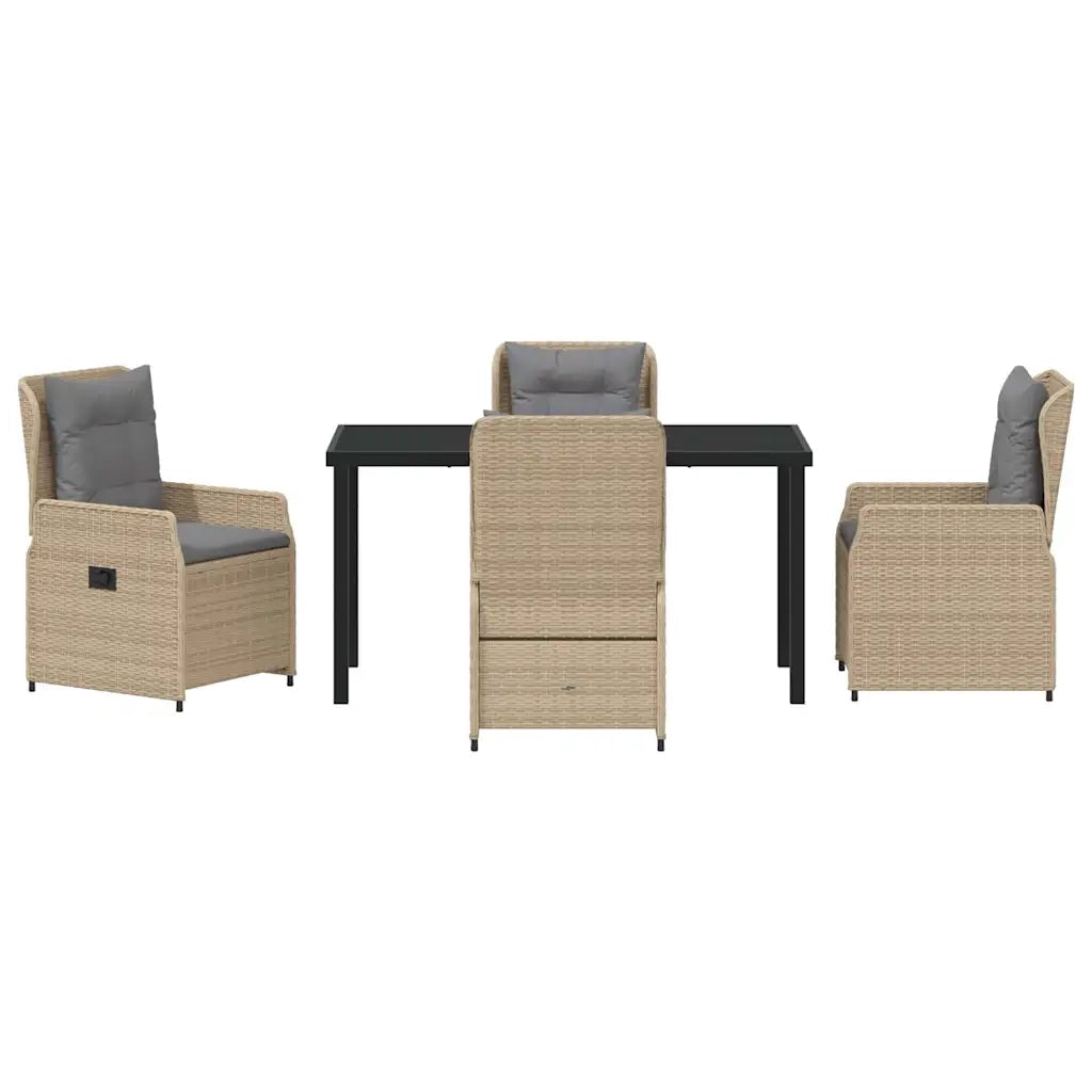 Set da Pranzo per Giardino 5 pcs Beige e Grigio Chiaro