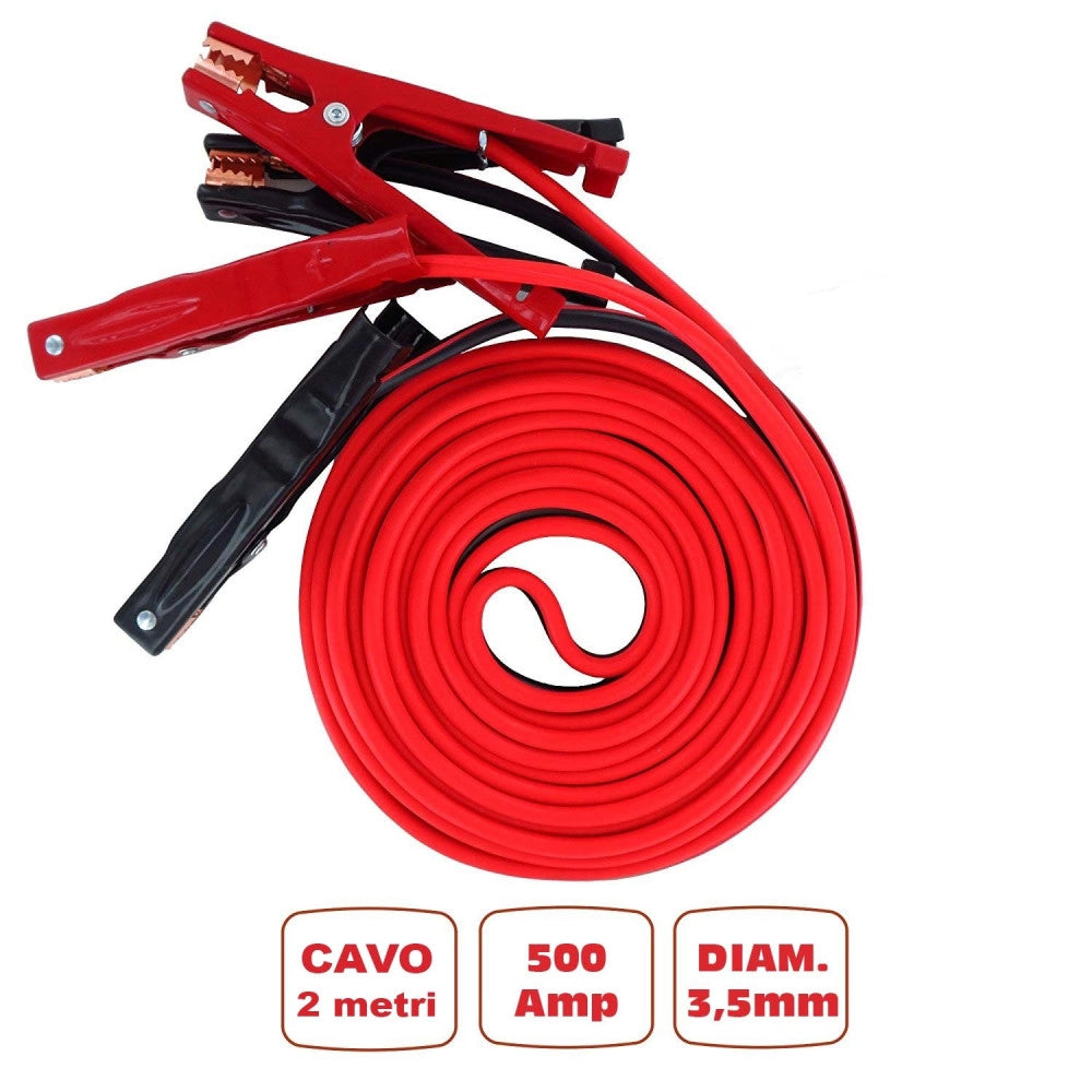 Trade Shop - Cavi Collegamento Batteria 500 Amp Jumper Avviamento Auto Camper Camion Moto -