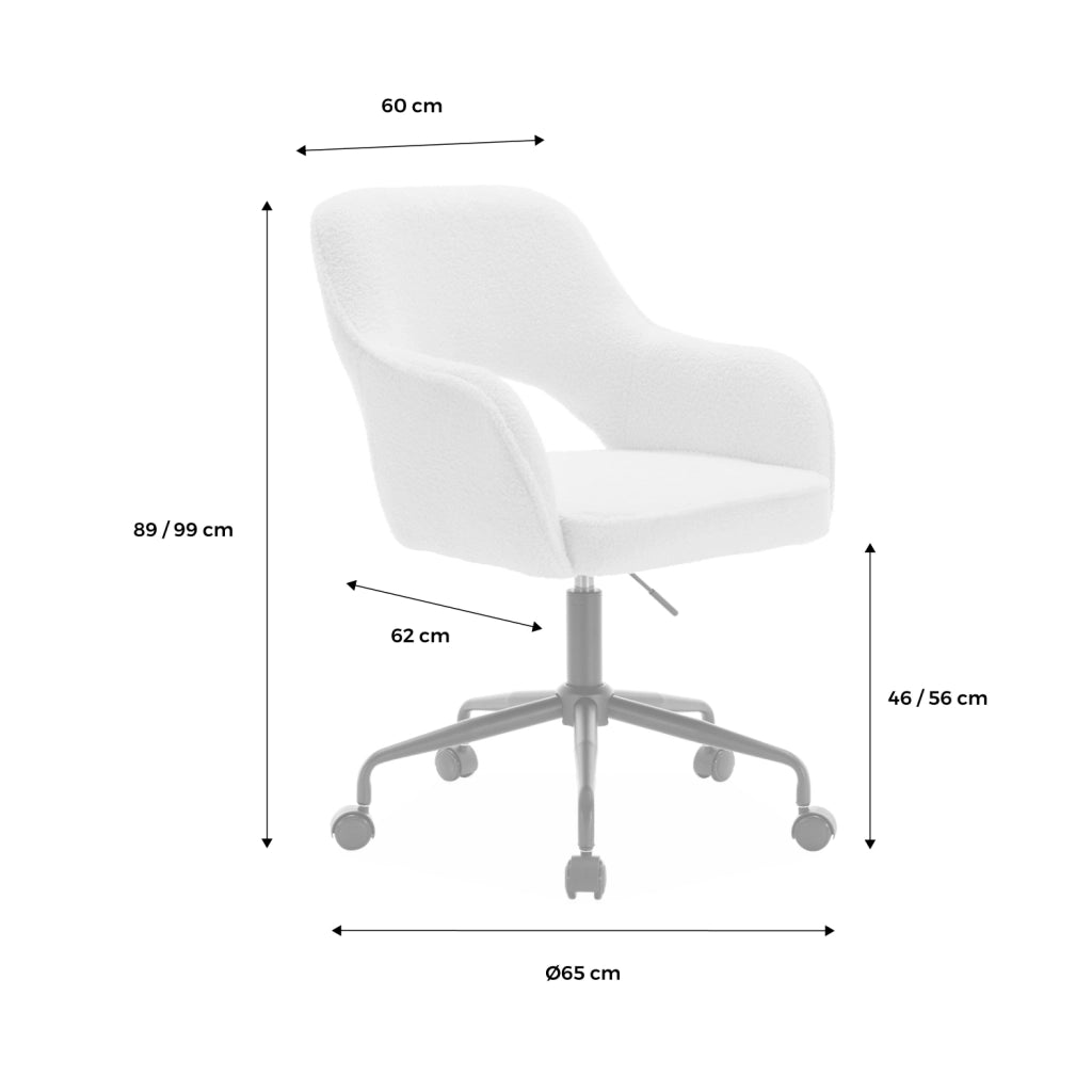 Sedia da ufficio bouclé con rotelle, kaki