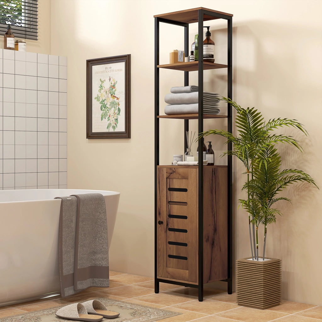 Colonna Bagno Industriale ¨C Zephmum ¨C Marrone Rustico 3 Ripiani Regolabili