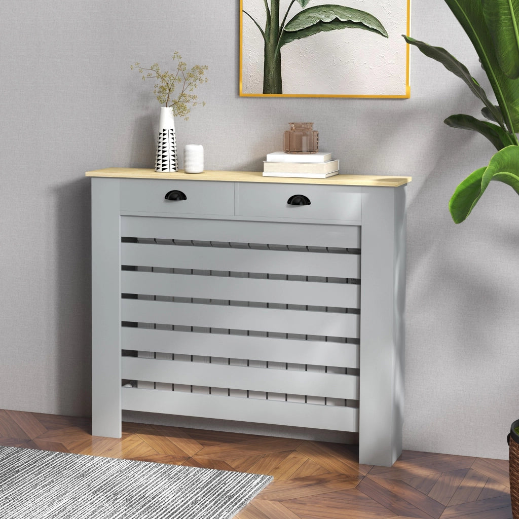 Copritermosifone con 2 Cassetti in MDF ¨C Xylo ¨C Grigio 111x19x95.5 cm