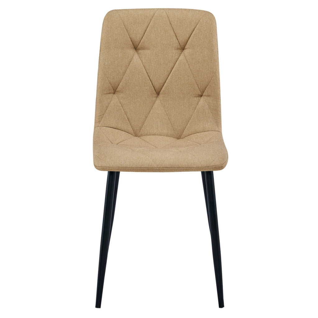 Set di 2 sedie Libra in tessuto marrone e gambe nere
