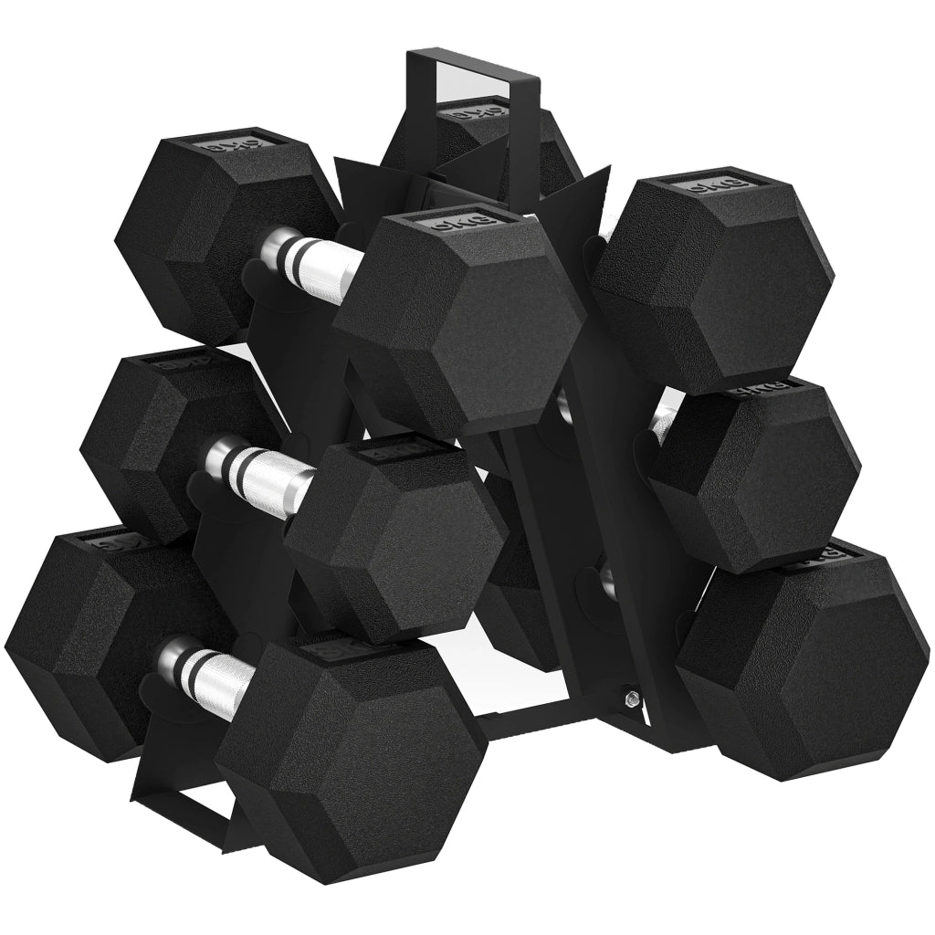 Set di manubri 4kg 6kg 8kg con supporto ¨C Minimal ¨C nero