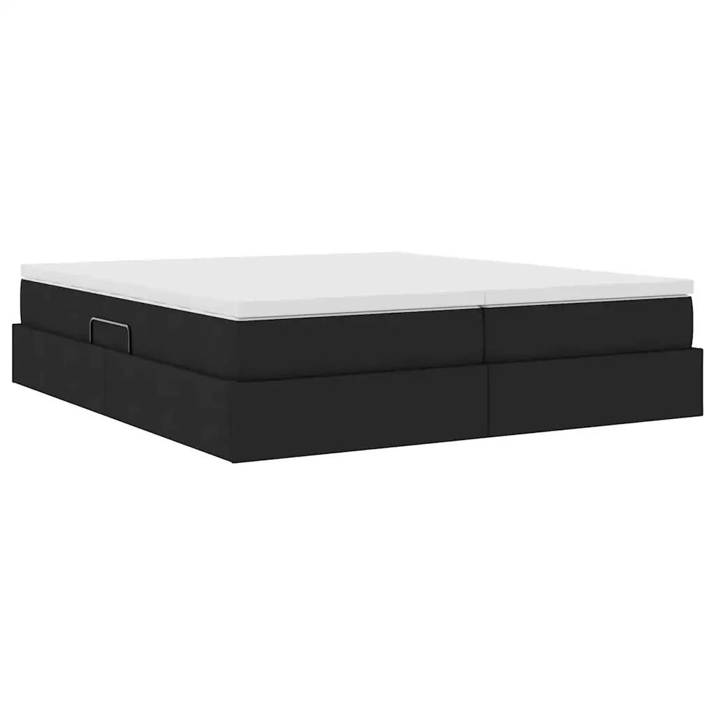 Letto con contenitore e materasso Nero 200 x 200 cm Poliestere