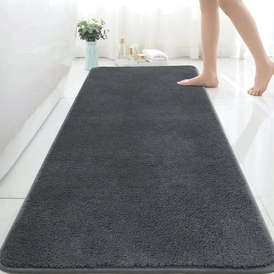 Matte da bagno extra grande 150x60 cm - assorbente e antiscivolo - mattonella da bagno lunga grigia
