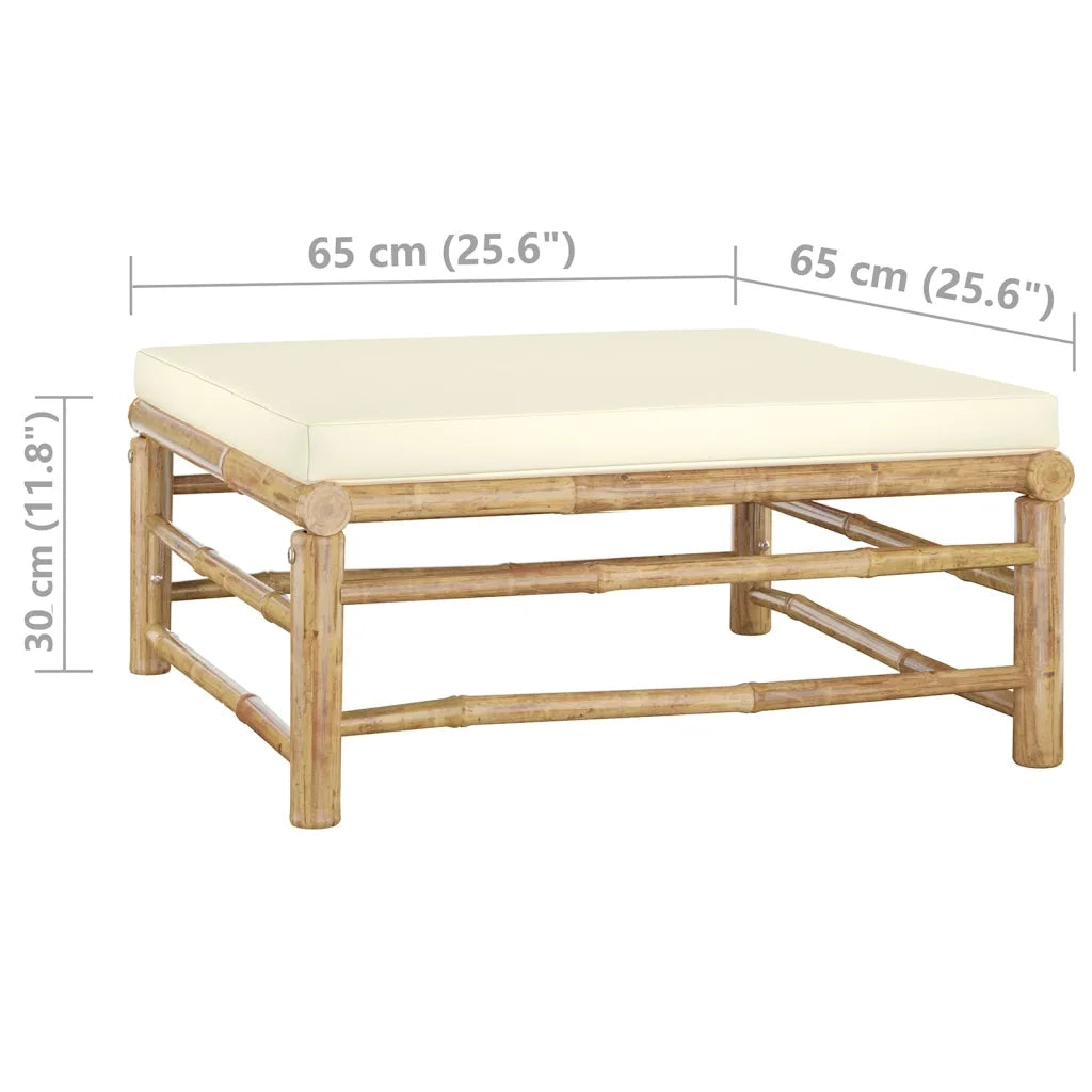 Set Divani da Giardino 4 pz con Cuscini Bianco Crema in Bambù 3058243