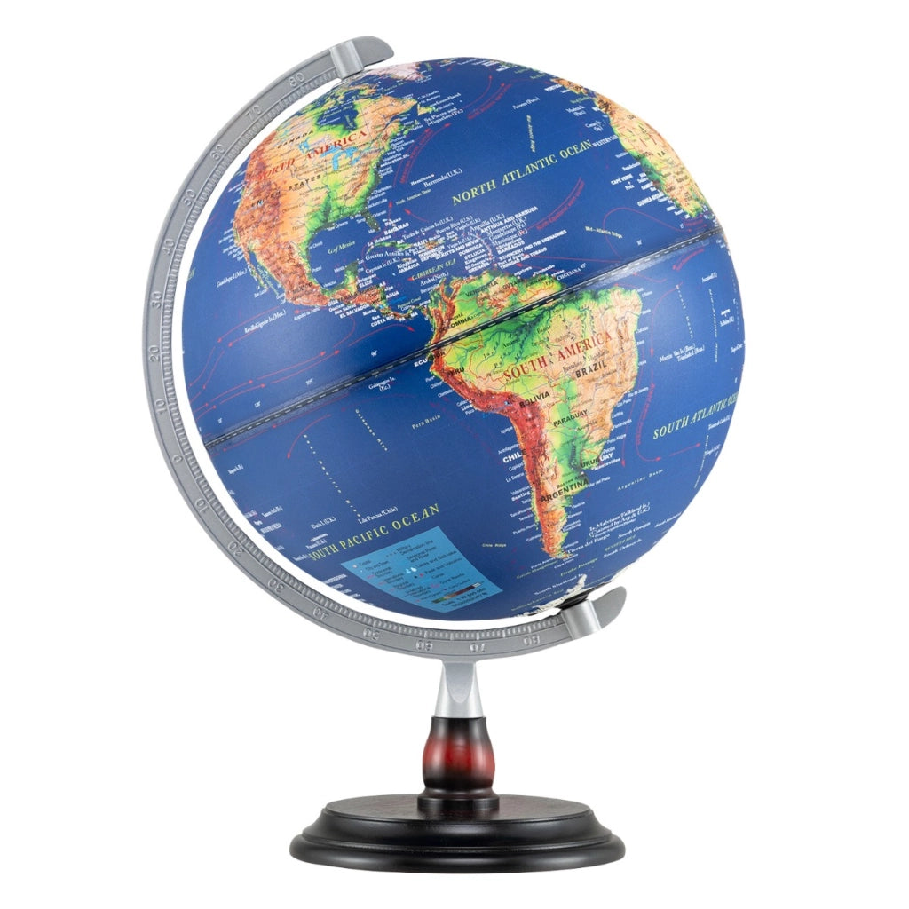 Globo terrestre supporto in legno e mappa chiara per bambini e adulti, Globo terrestre decorazione educativa da scrivania per casa