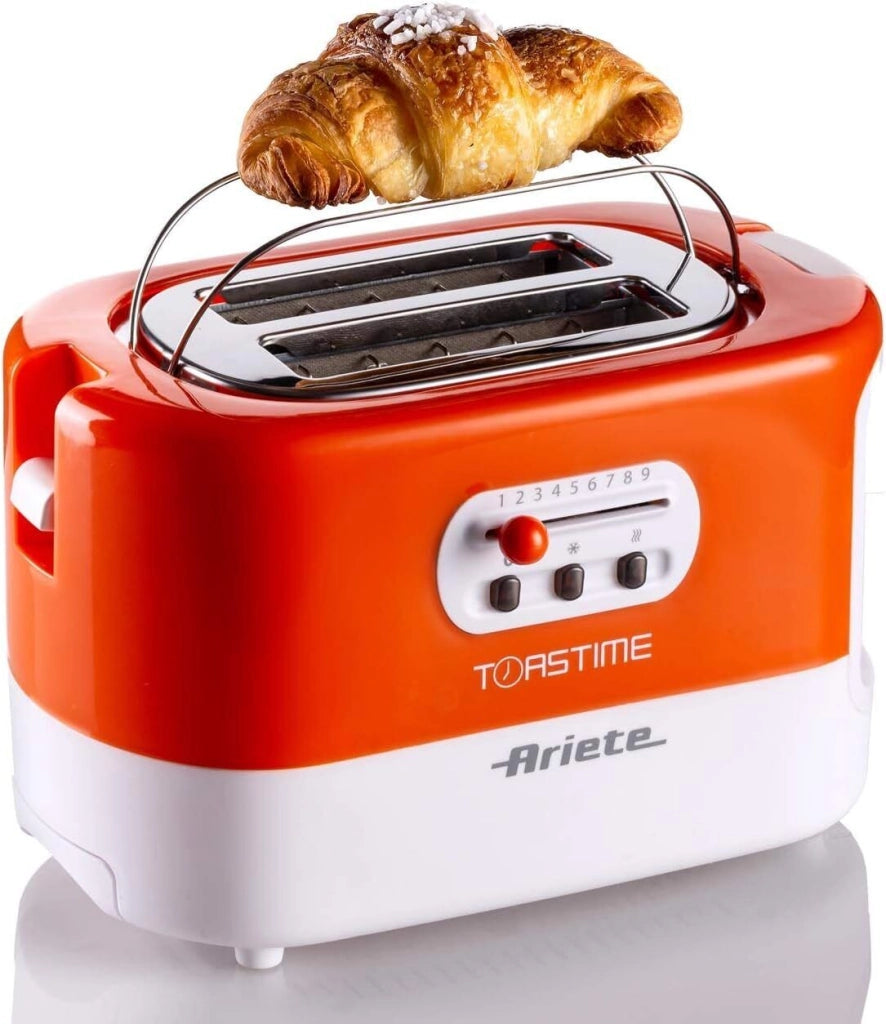 Ariete 159 Toastime Tostapane con Pinze 2 Fette 9 Livelli di Doratura 700 W colore Arancione