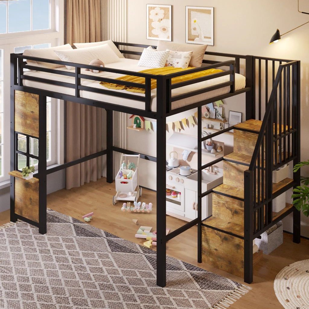 letto a castello metallo e mdf nero 140 x 200 cm