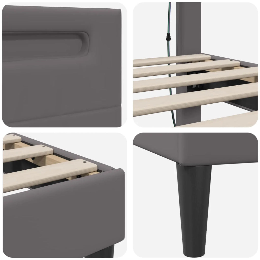 Letto matrimoniale | Letto per adulti | Struttura del letto con testiera Grigio 200 x 200 cm Similpelle