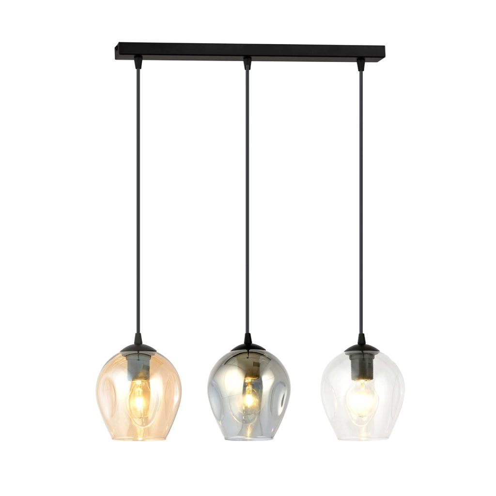 Lampadario Emibig Istar 3, 3xE27 vetro multicolor nero