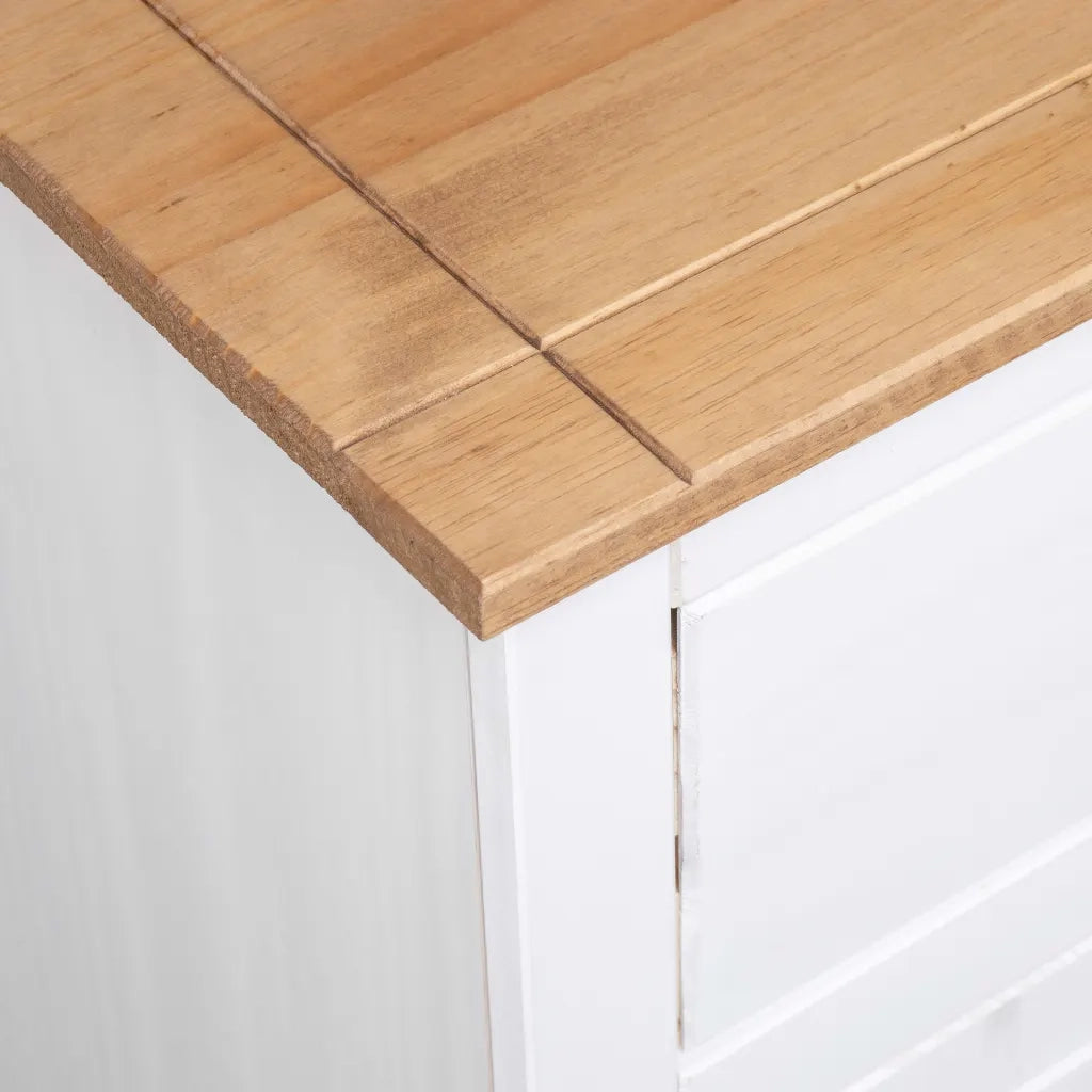 Credenza Bianca 135x40x80 cm in Legno Massello di Pino Panama 282705
