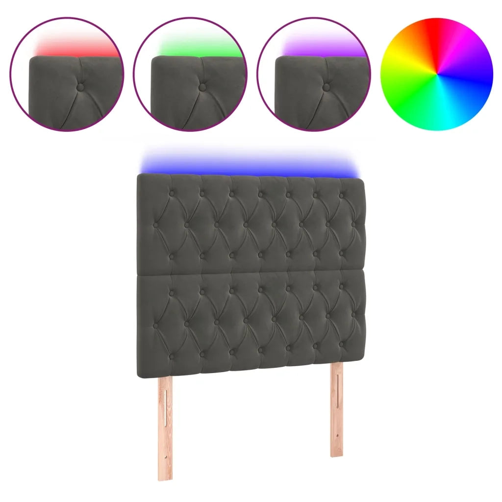 Testiera a LED GrigioScuro 100x7x118/128cm in Velluto 3122803