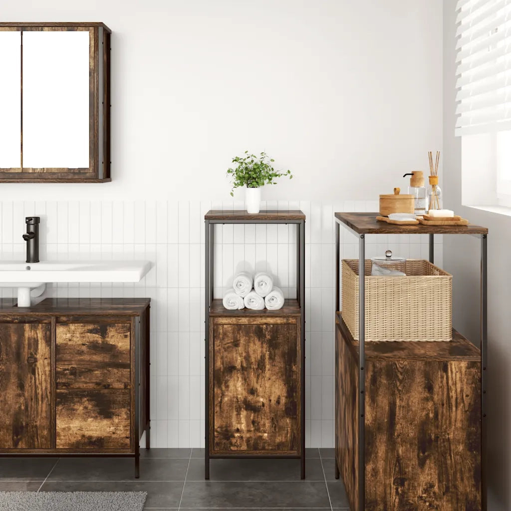 Mobile da Bagno con Ripiani Rovere Fumo 36x35x95 cm 861914