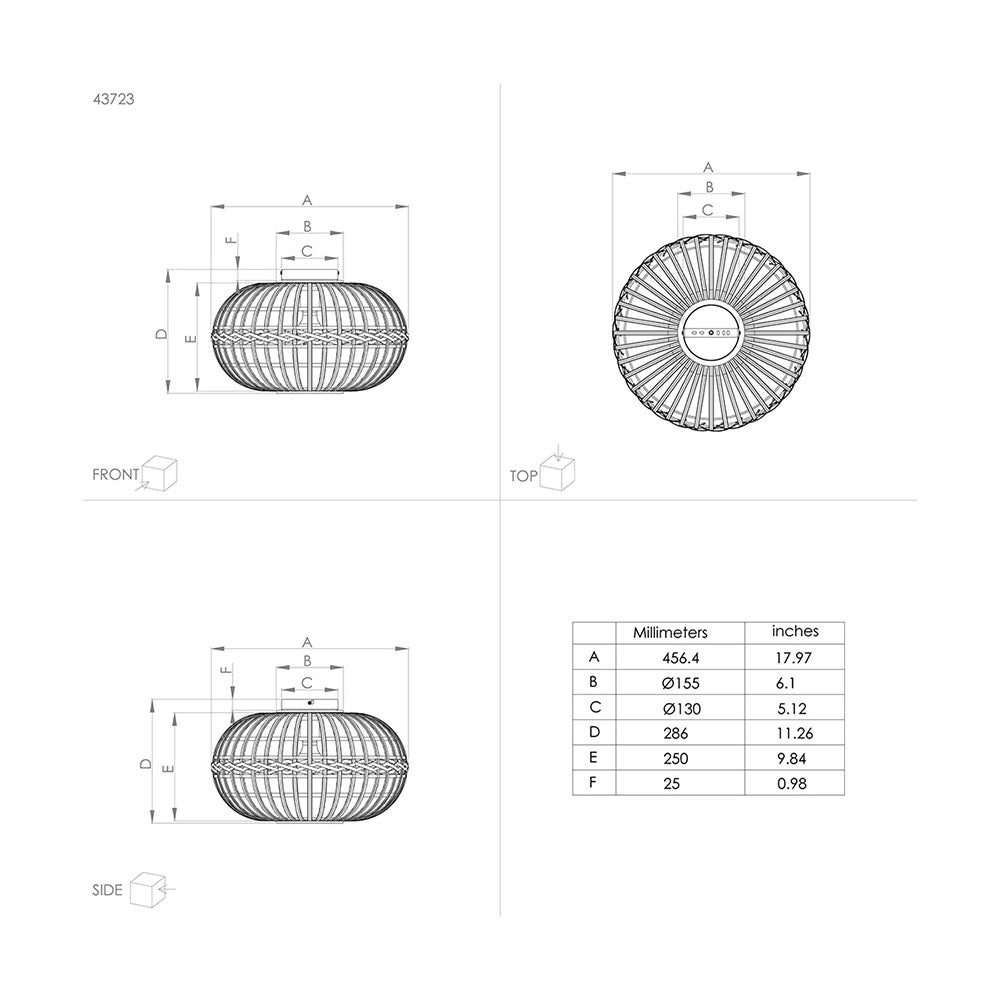 Plafoniera Rustica Amsfield 1 Luce Metallo Nero E Legno