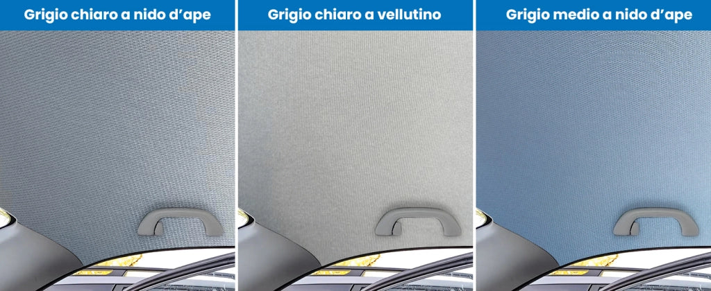 Kit Riparazione Tessuto Cielo Auto - Nido D'ape Grigio Chiaro Con 2 Colle Spray - Misura 1,50 x 2 m - Adatto anche per Pannelli Portiere e Pantoni