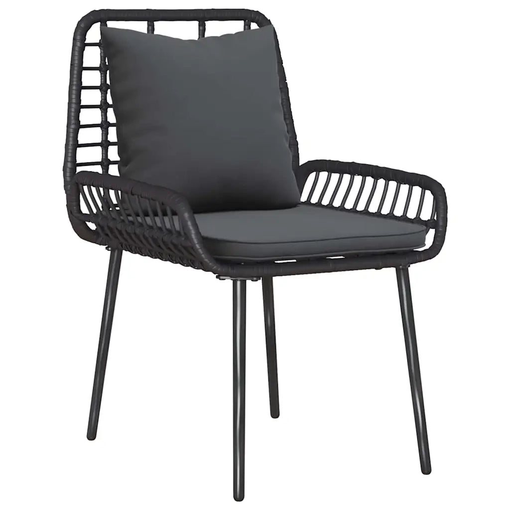 Set da Pranzo per Giardino 3 pcs Nero e antracite polyrattan