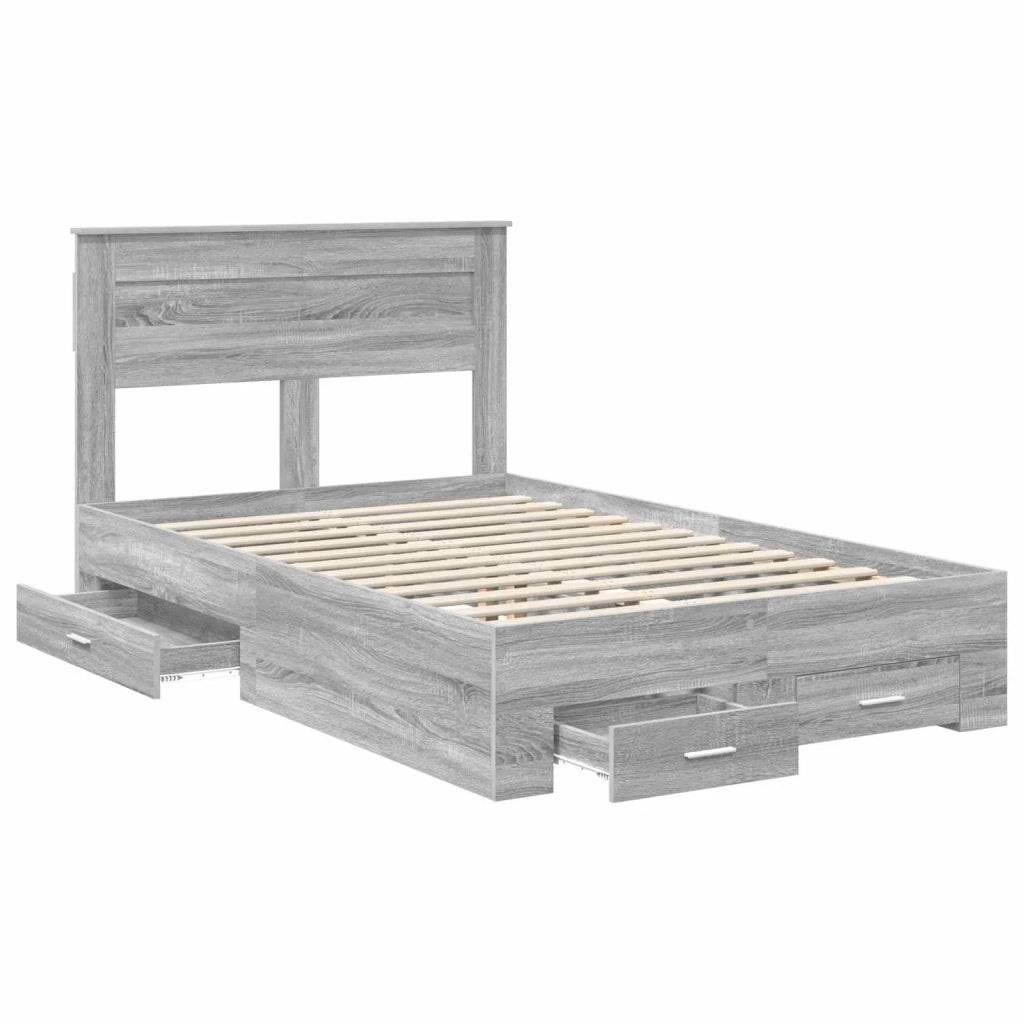 Letto matrimoniale | Letto per adulti | Struttura del letto con testiera Grigio Sonoma 120 x 200 cm