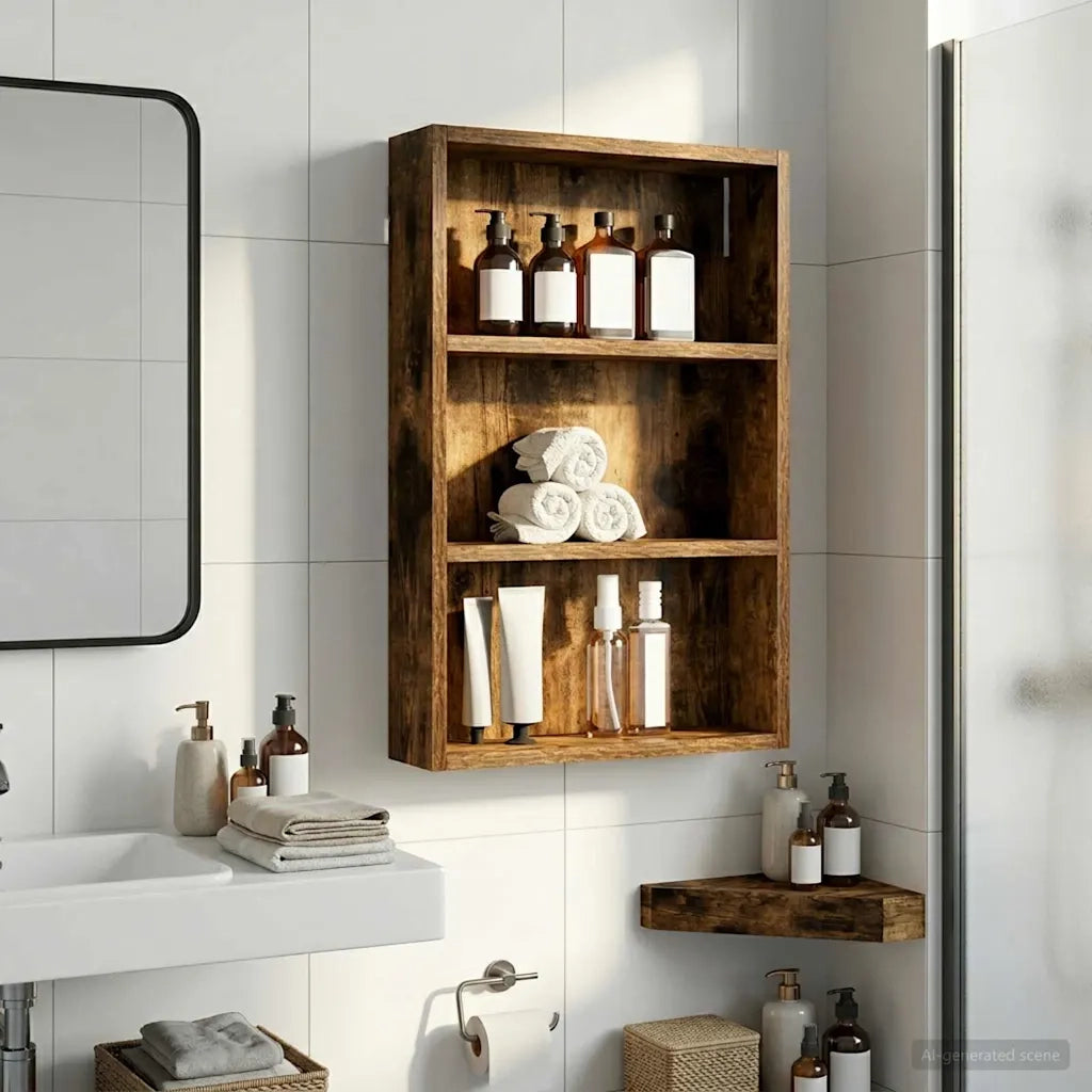 Armadio da Bagno | Mobile da Bagno a muro Quercia Affumicata 40 x 10 x 60,5 cm