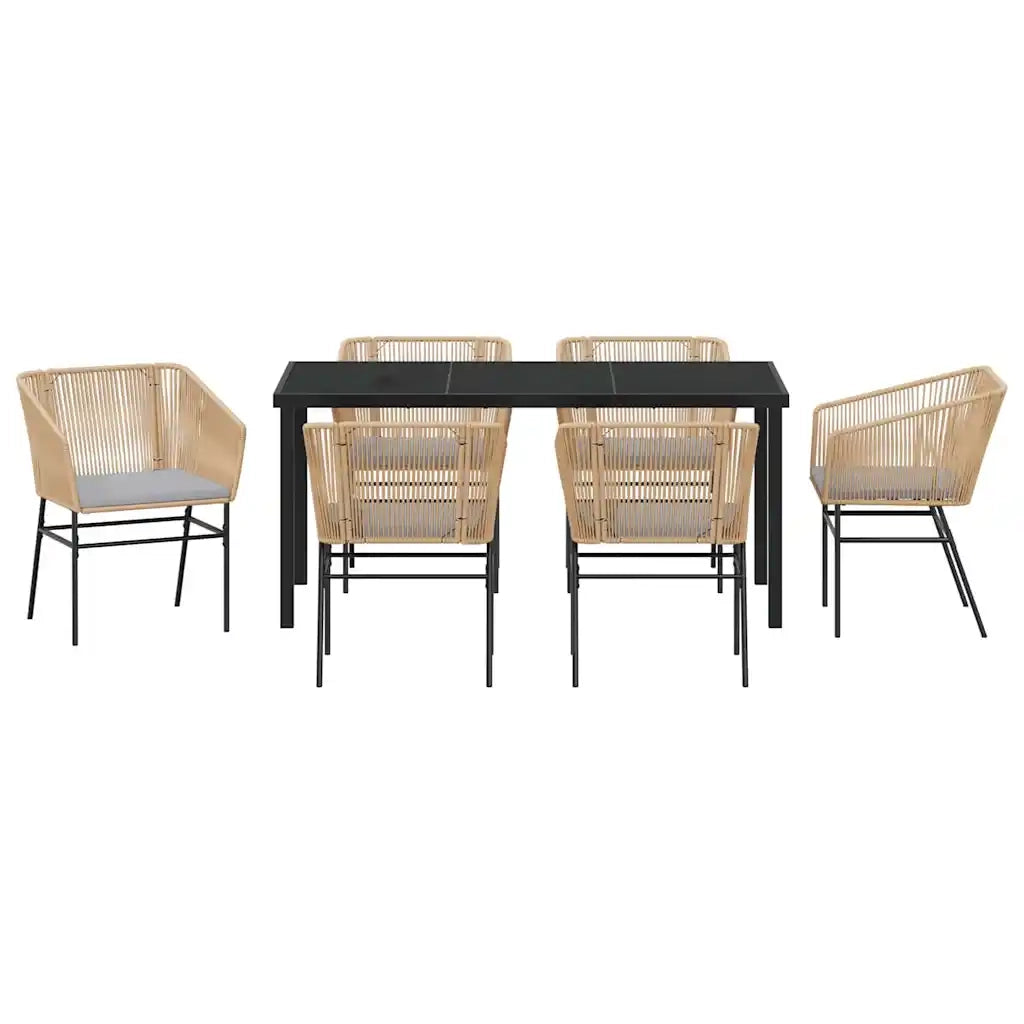 Set da Pranzo per Giardino con cuscino 7 pcs Marrone
