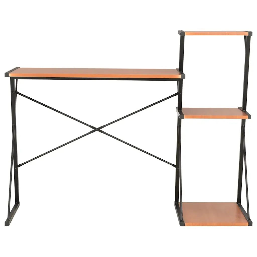 Scrivania con Ripiano Nera e Marrone 116x50x93 cm 20290