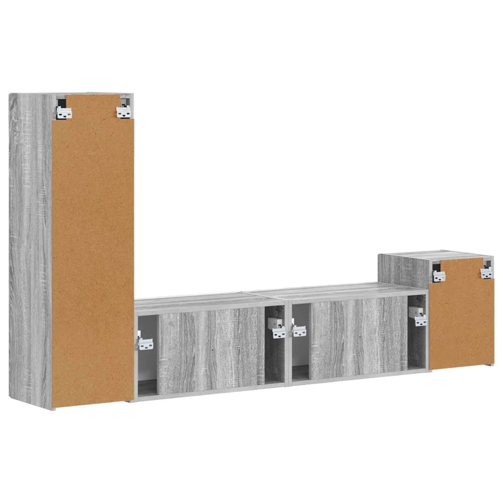 Set mobile TV 4 pz | Armadietto TV | Mobile Porta TV Grigio Sonoma Legno multistrato