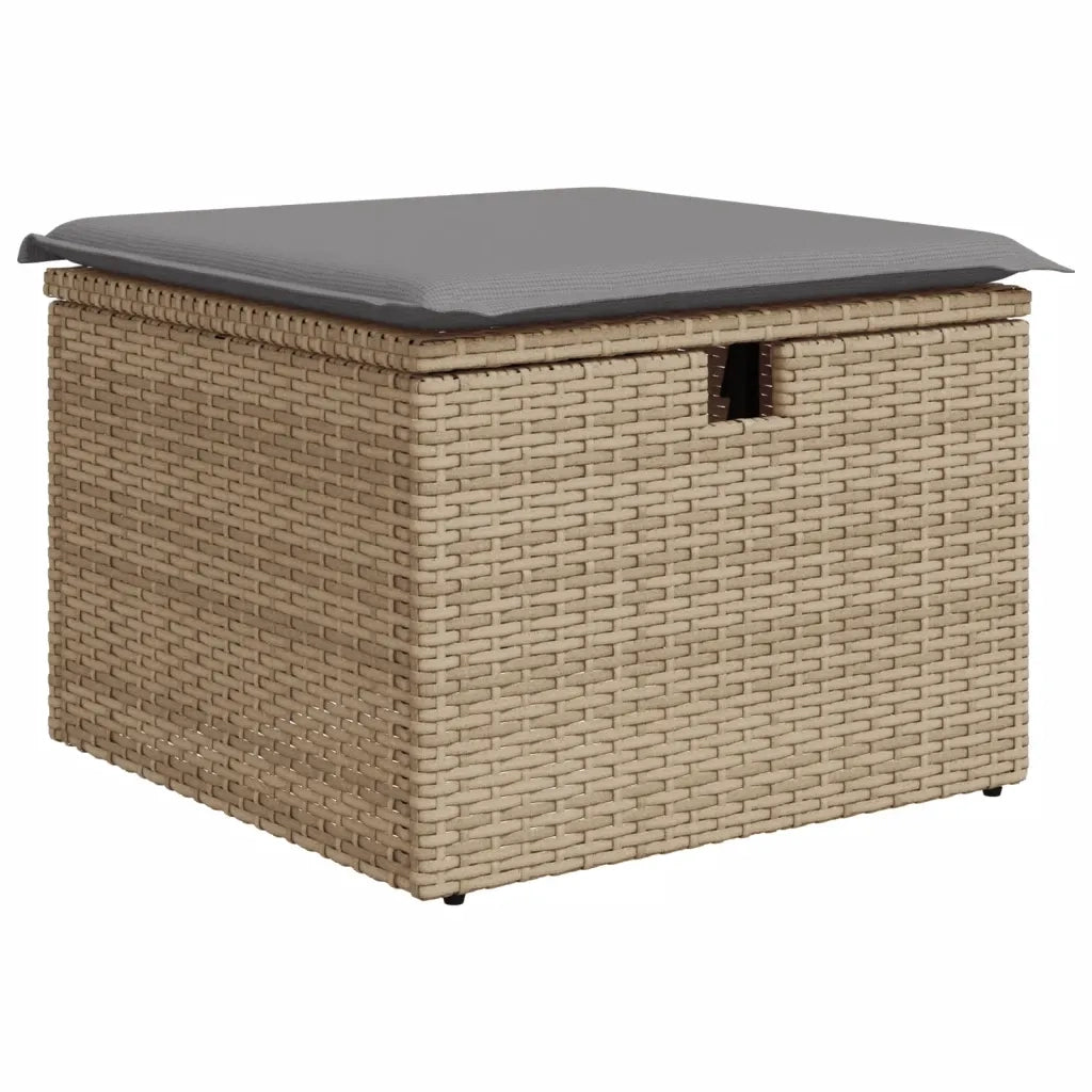Set Divano da Giardino 9 pz con Cuscini Beige in Polyrattan