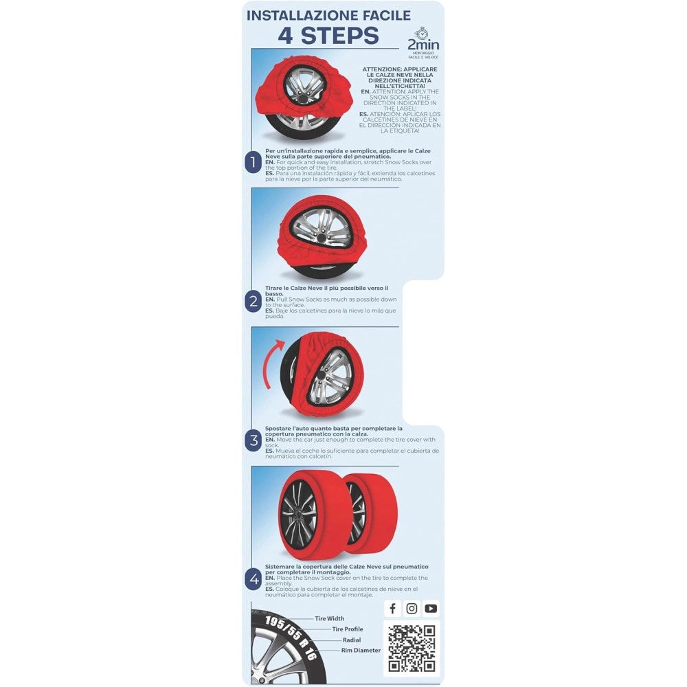 Trade Shop - Set 2 Calze Da Neve Catene Per Auto Omologate In Tessuto 3d Per Grande Aderenza -    Xl