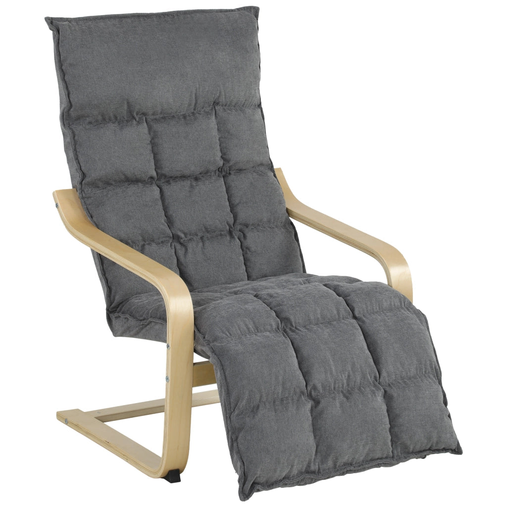 Poltrona Relax con Dondolo ¨C Xylo ¨C Tessuto Lino Grigio Schienale Alto Poggiapiedi
