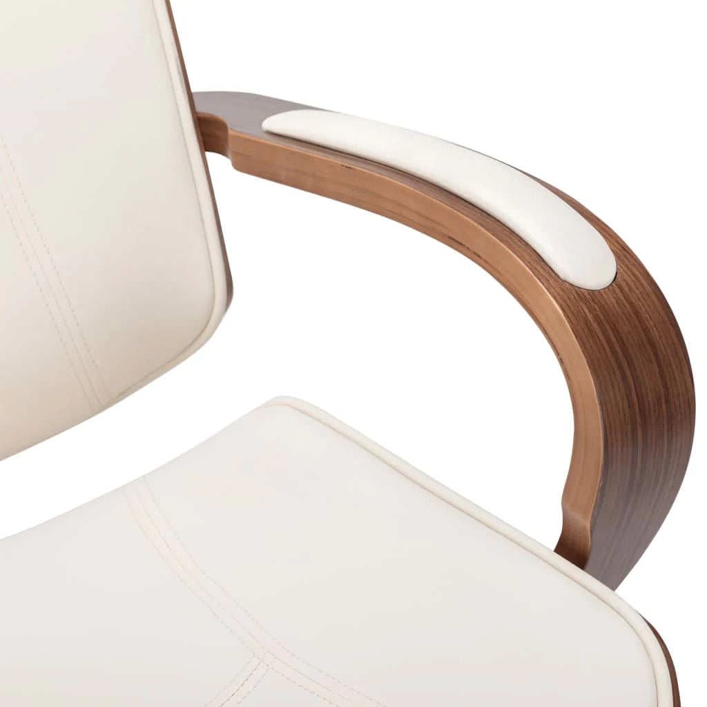 Sedia da ufficio sedia da computer sedia da studio con poggiatesta similpelle e legno crema 02_0023984