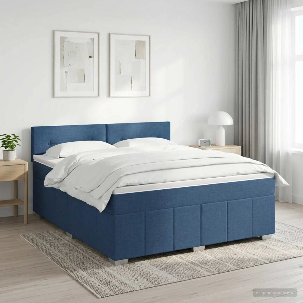 Letto box spring con materasso Blu 140 x 190 cm Tessuto 3451212