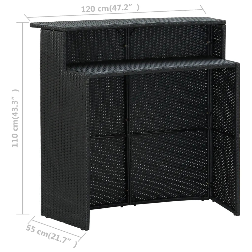 Set Bar da Giardino 3 pz con Cuscini Nero 3064881