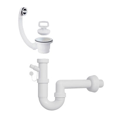 Mobile lavatoio 60x60 cm vasca in resina con asse e kit di scarico