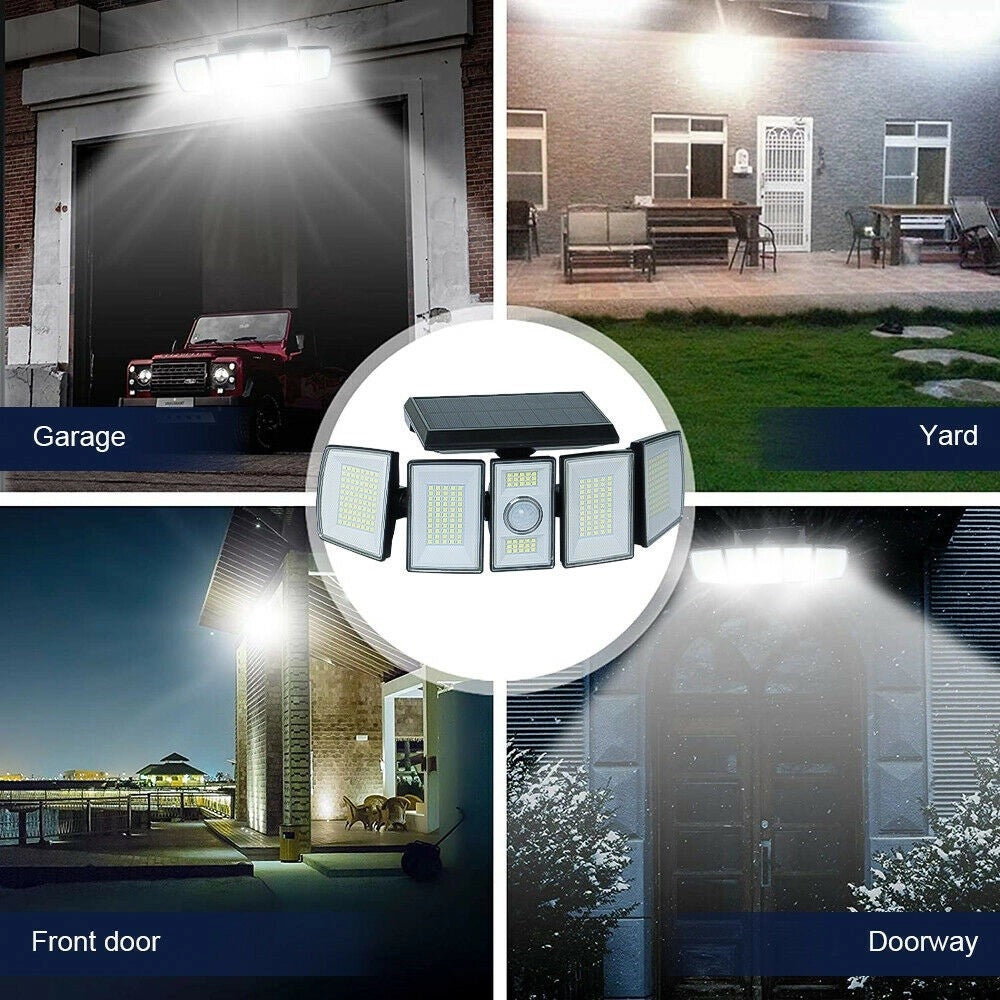 Trade Shop - Faro Solare Led Orientabile Faretto Telecomando Sensore Di Movimento 300 Led -