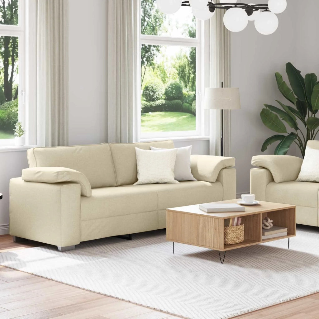 Divano 2 pcs Crema 219 x 80 x 82 cm Tessuto 3324747