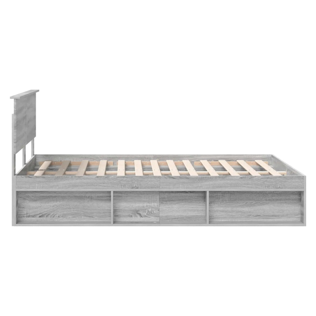 Letto matrimoniale | Letto per adulti | Struttura del letto con testiera Grigio Sonoma 160 x 200 cm