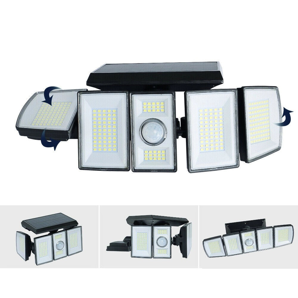 Trade Shop - Faro Solare Led Orientabile Faretto Telecomando Sensore Di Movimento 300 Led -