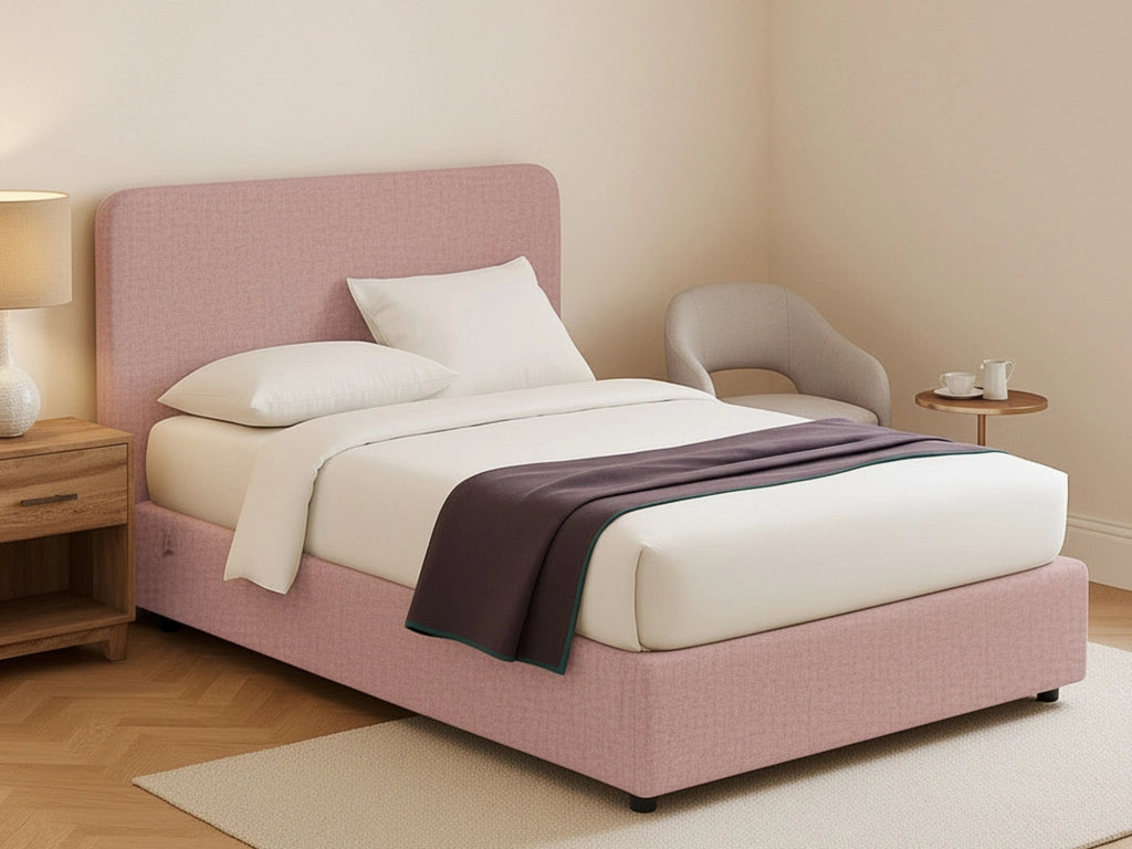 Poole, Letto Piazza e Mezza Sfoderabile Made in Italy, Rosa