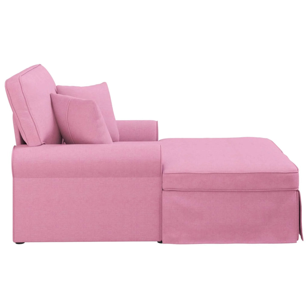 Chaise Longe con Gonna con cuscino 3 pcs Rosa Tessuto