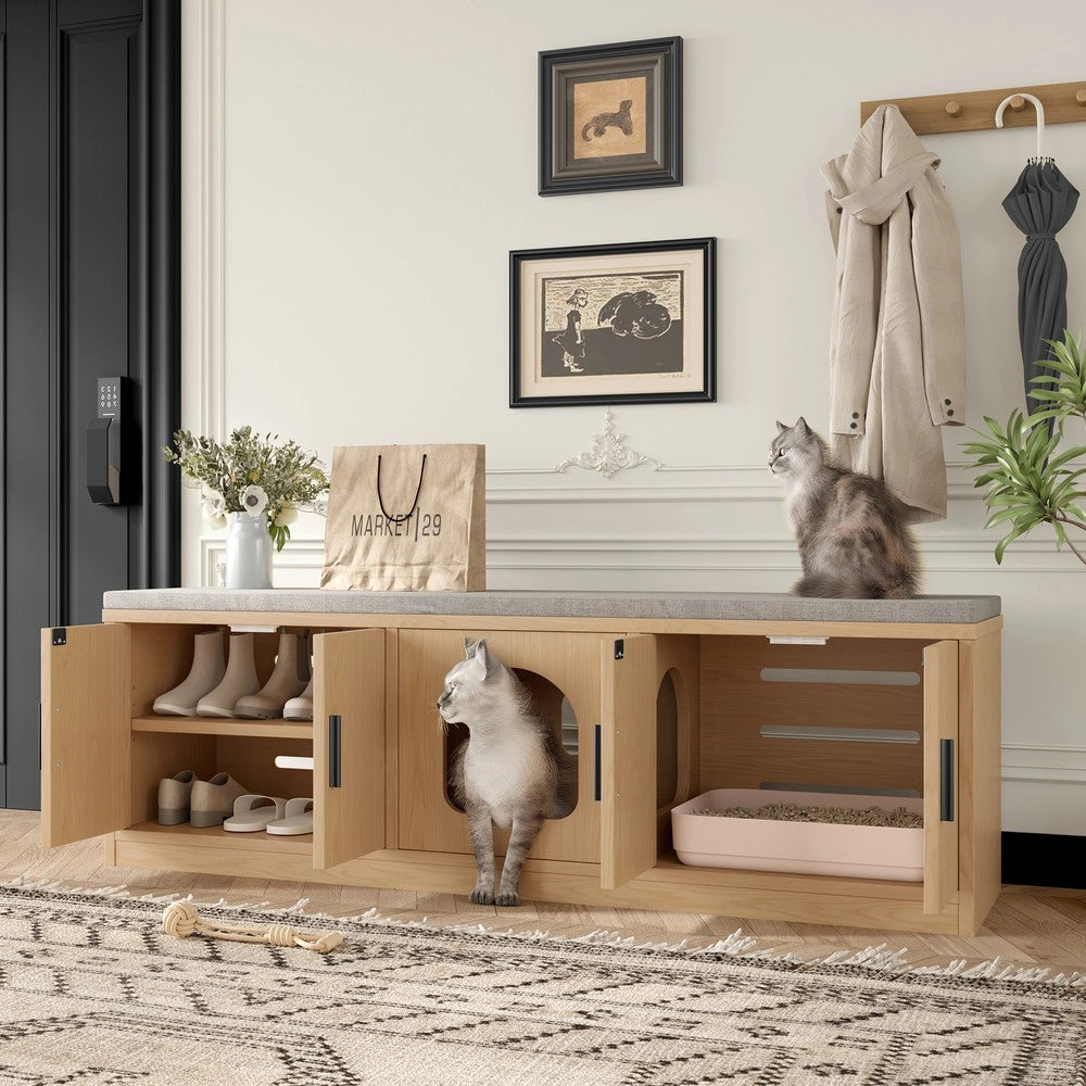 Armadietto per gatti nascosto - Zephmum- 140x40x45.5 cm - Con tiragraffi integrato e ventilazione