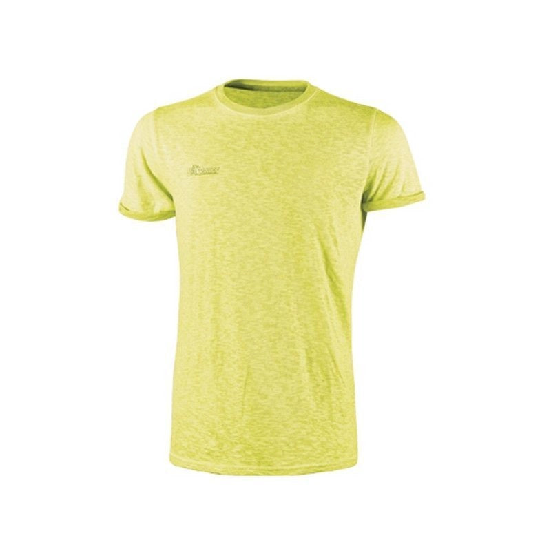 U-Power EY195YF Fluo T-Shirt da lavoro manica corta 100% cotone fiammato Slim-Fit girocollo colore Giallo