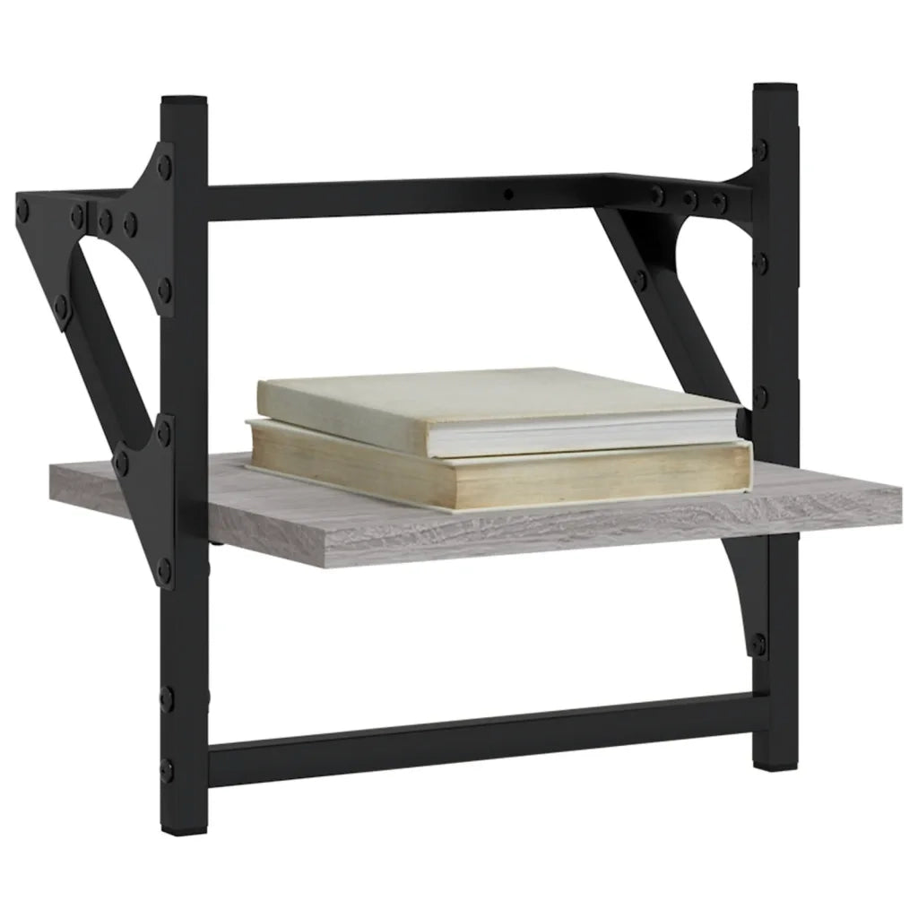 Mensole a Parete con Aste 2pz Grigio Sonoma 30x25x30 cm 836236