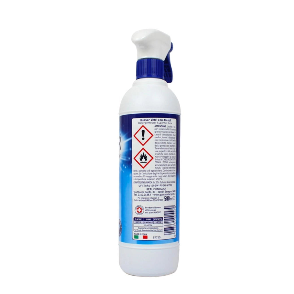 QUASAR SPRAY VETRI CON ALCOOL 580 ML SENZA ALONI IGIENIZZANTE