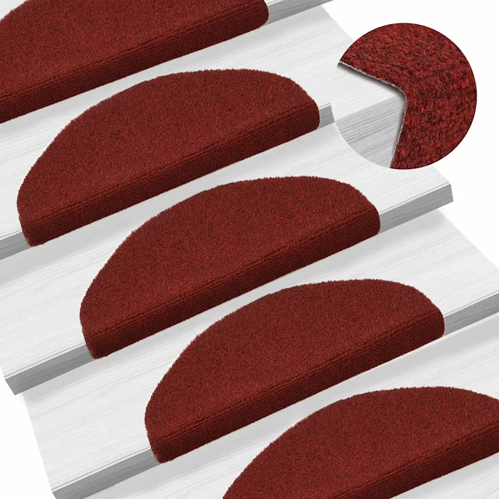 Tappetini per scale autoadesivi 30 pz 65x21x4 cm Bordeaux Rosso Semicircolari Grandi 3365659