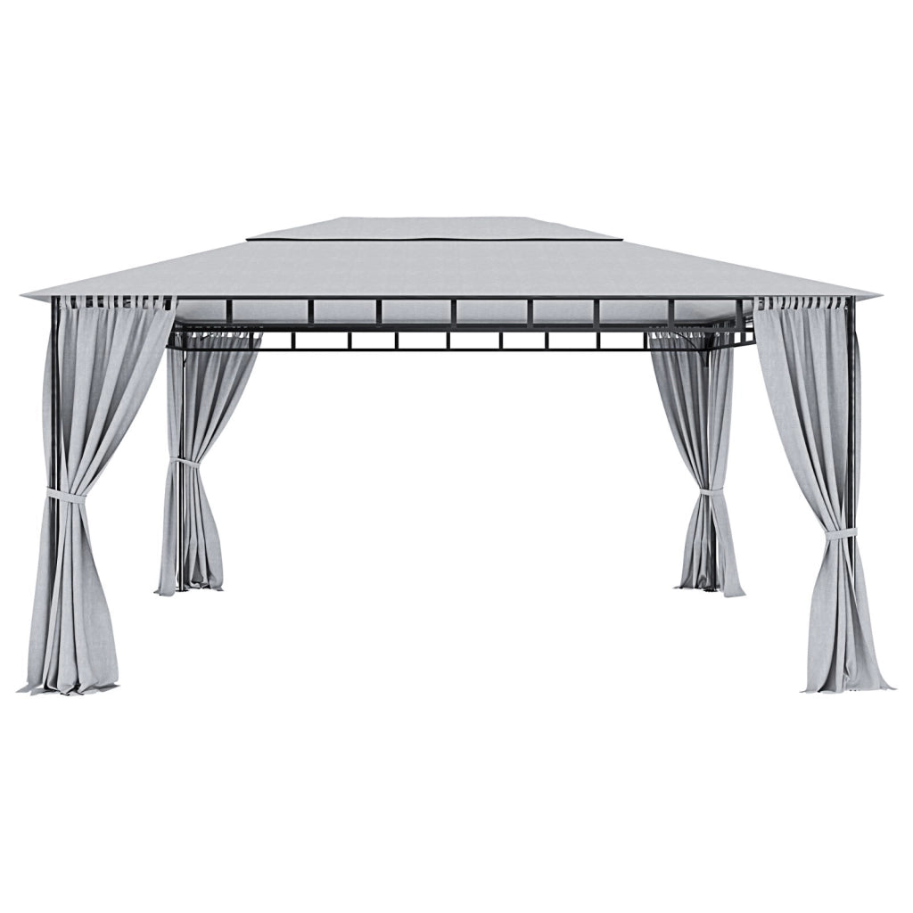 Gazebo Da Giardino 3 x 4 M Con Tende Laterali Richiudibili Struttura In Acciaio Robusto Copertura Impermeabile 180 g/m² Con 4 Teli Laterali Esterno Giardino Piscina Fiere Ombreggiante Privacy Grigio