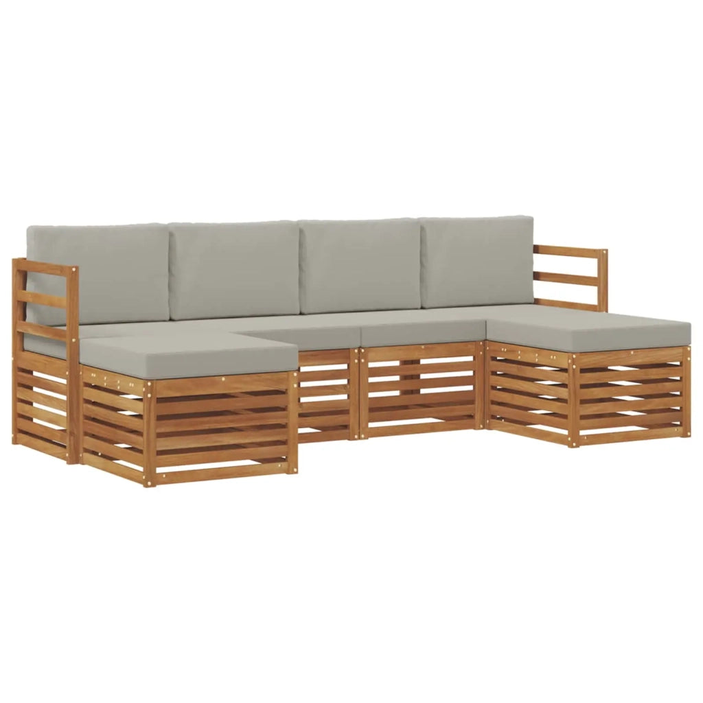 Set divani con cuscino 6 pcs Grigio Naturale e Chiaro 3375231