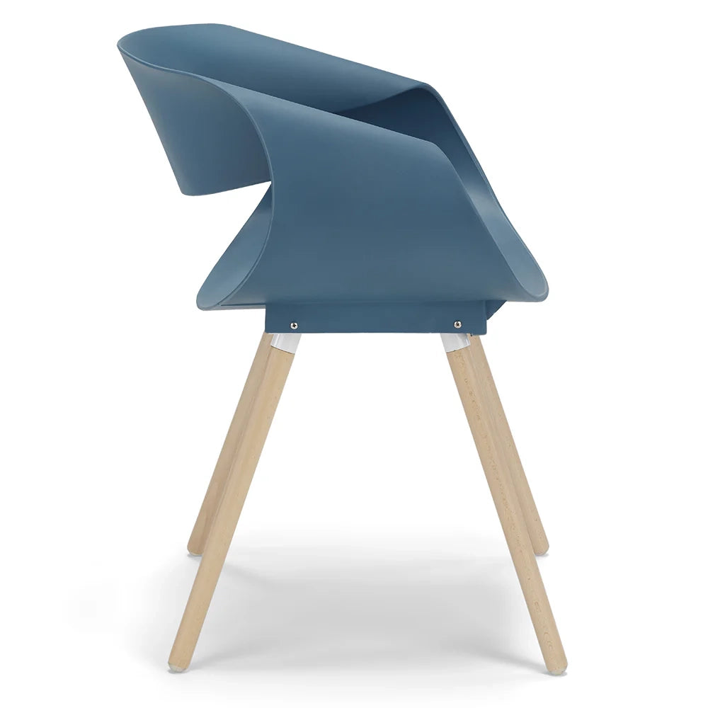 Set 4 sedie in polipropilene DILETTA con gambe in faggio, resistente ai raggi UV, design moderno, ideale per sala da pranzo, cucina, sala d’attesa, bar, ristoranti, colore Petrolio