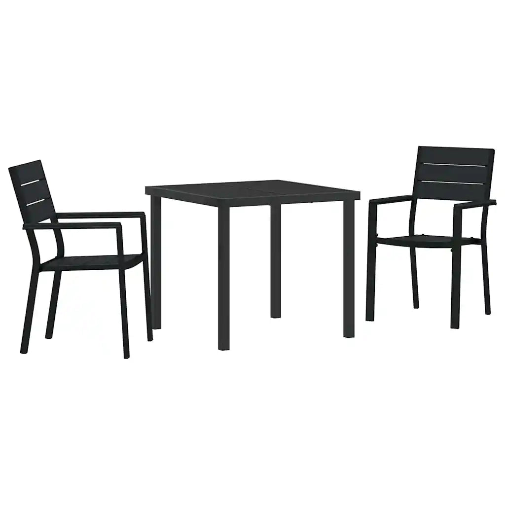 Set da Pranzo per Giardino 3 pcs Nero