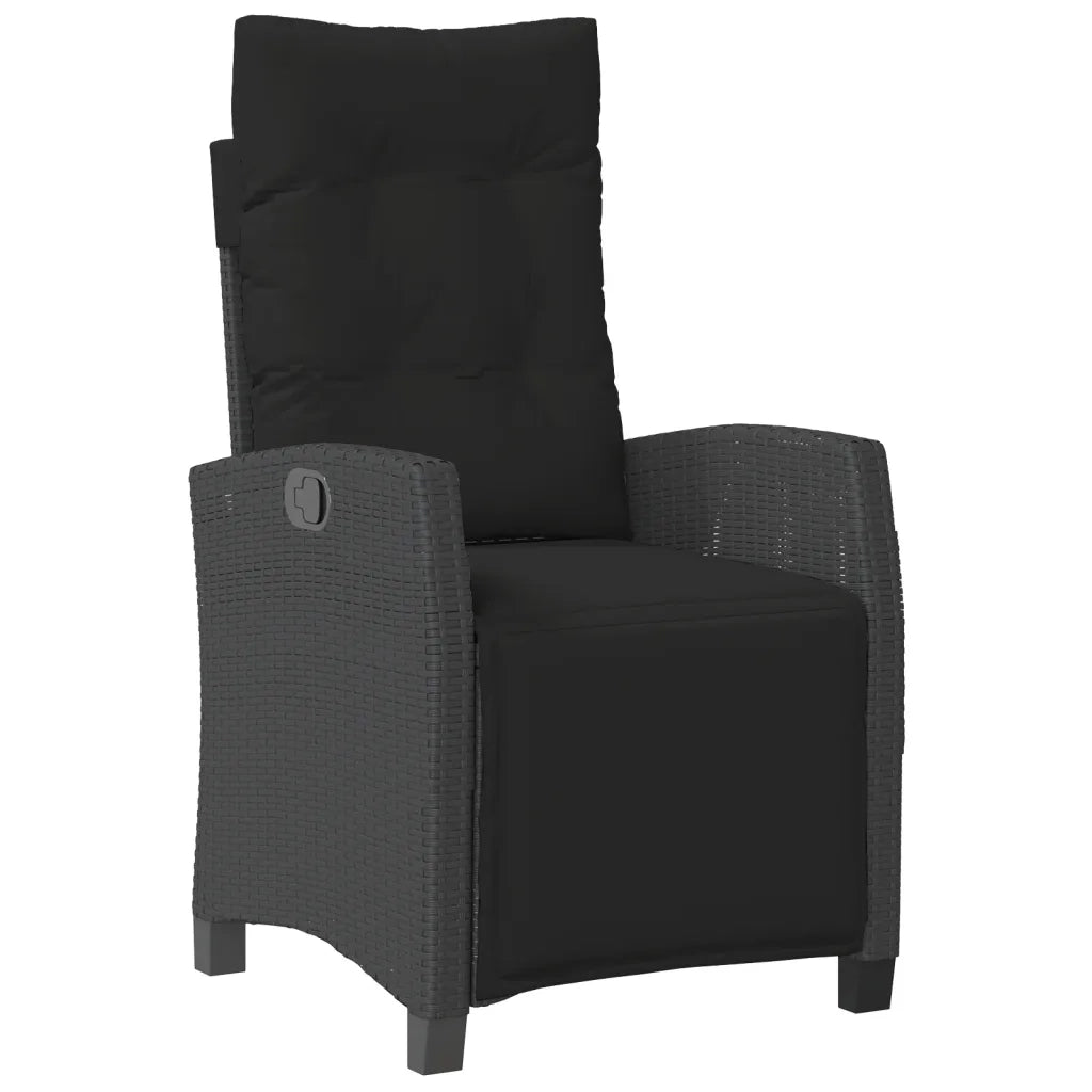 Set da Pranzo da Giardino 5 pz Nero con Cuscini in Polyrattan 3212907