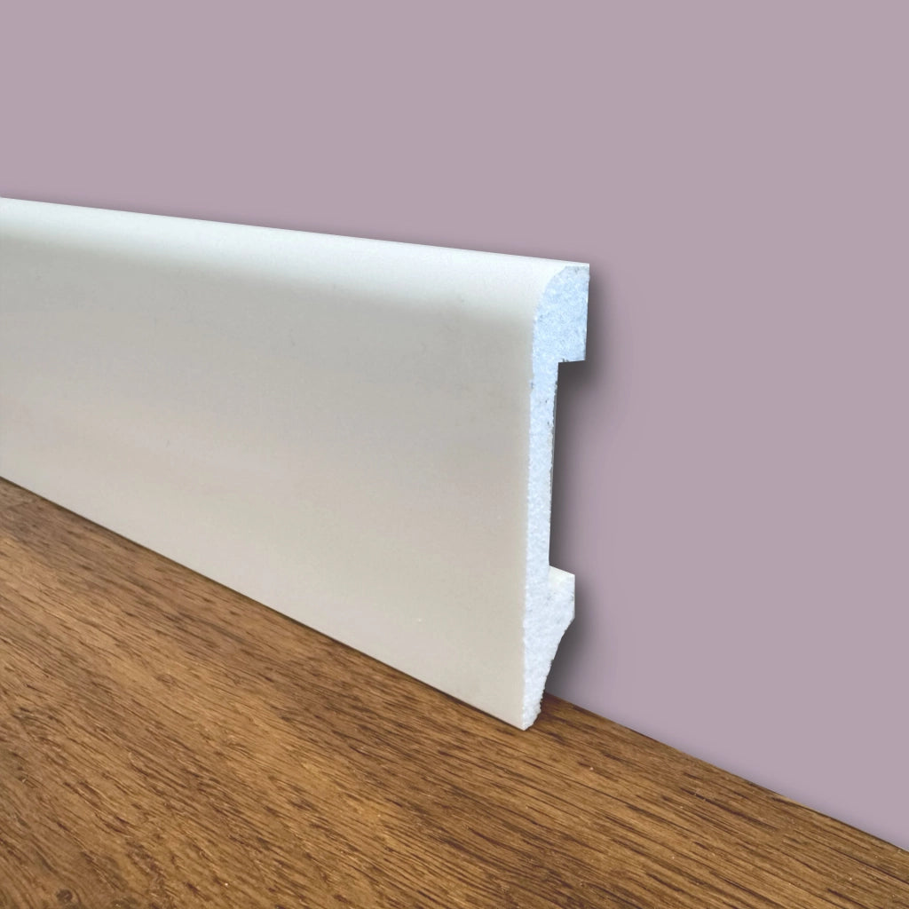 bancale da 100ml di Battiscopa BC in POLIMERI linea BASICBOARD  75x14mm - BIANCO pitturabile